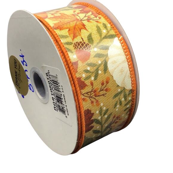 Fall Ribbon Lot 6 Rolls Wired Edge Pumpkins Plaid Gnomes Autumn Leaves Harvest 6 - Picture 9 of 11